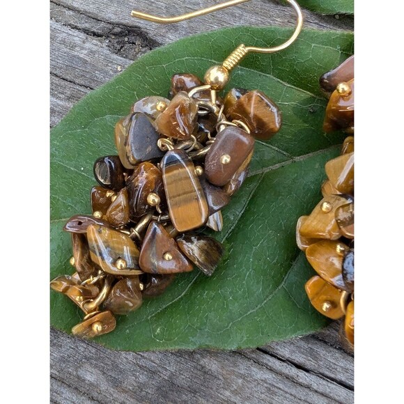 Vintage Tigers Eye Nugget Earrings - Picture 10 of 10